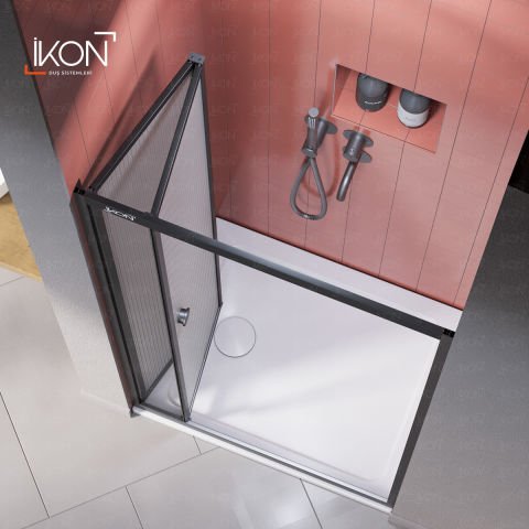 Vikka Katlanır | Siyah Nervür Filmli Duş Kabini H:190