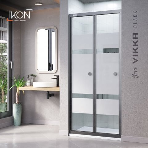 Vikka Katlanır | Siyah Katlanır Buzlu Duş Kabini H:190