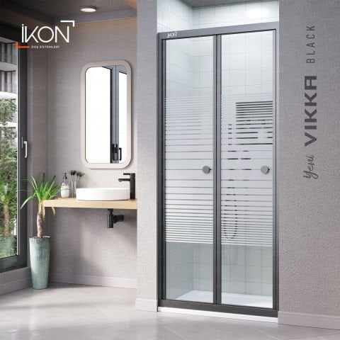 Vikka Katlanır | Siyah Katlanır Buzlu Duş Kabini H:190