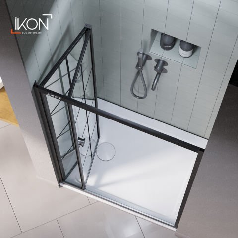 Vikka Katlanır | Siyah Katlanır Buzlu Duş Kabini H:190