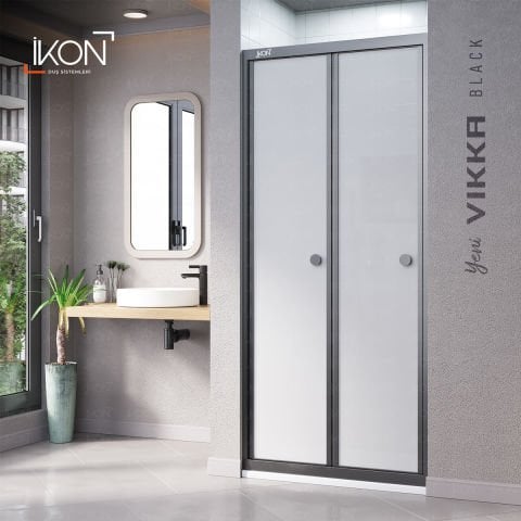 Vikka Katlanır | Siyah Katlanır Buzlu Duş Kabini H:190