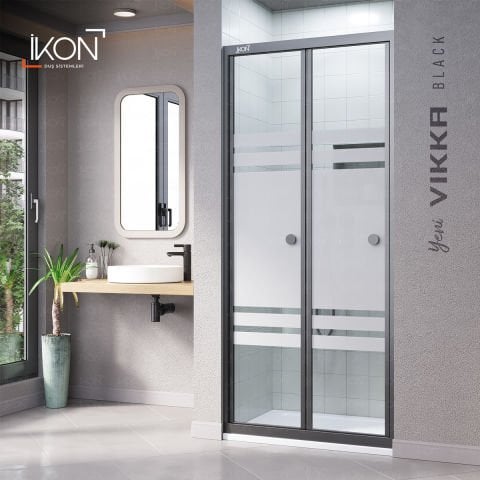Vikka Katlanır | Siyah Katlanır Buzlu Duş Kabini H:190