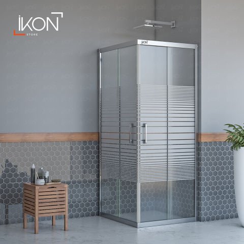 Enzo Kare | Krom Buzlu 02 Duş Kabini H:190