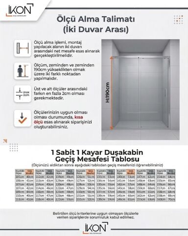 Enzo 1 Sabit 1 Sürgü | Krom Buzlu 02 Duş Kabini H:190