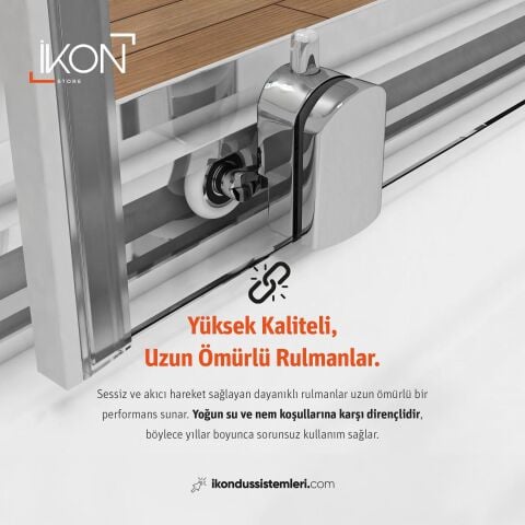 Enzo 1 Sabit 1 Sürgü | Krom Buzlu 02 Duş Kabini H:190