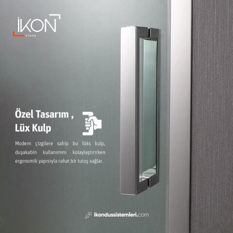 Enzo Sabit Panelli | Krom Buzlu 04 Duş Kabini H:190
