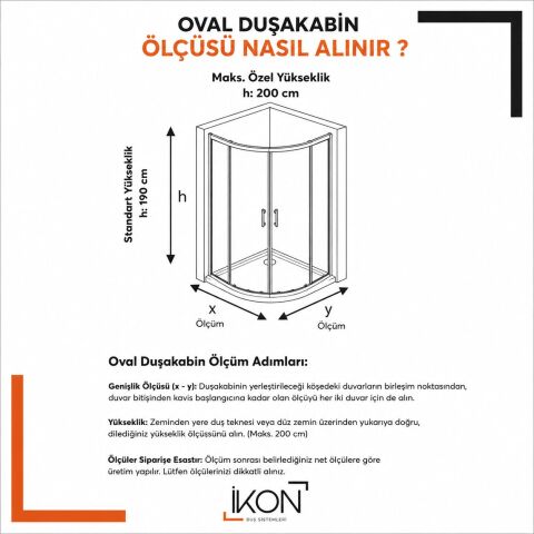 Enzo Oval | Krom Buzlu 05 Duş Kabini H:190