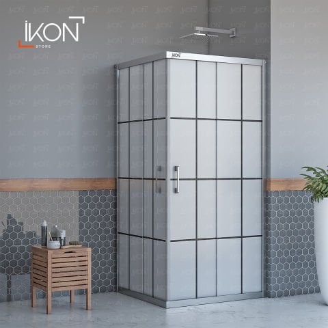 Enzo Dikdörtgen | Krom Karolaj Tam Buzlu Duş Kabini H:190