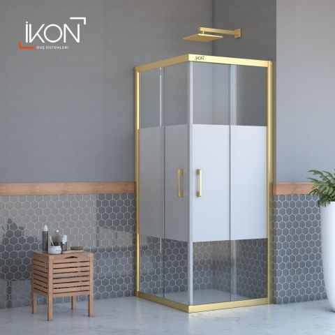 Enzo Kare | Gold Buzlu 03 Duş Kabini H:190