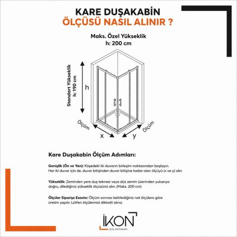 Enzo Kare | Mat Siyah Şeffaf Duş Kabini H:190
