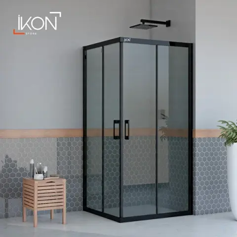 Enzo Dikdörtgen | Mat Siyah Füme Duş Kabini H:190