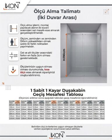 Enzo 1 Sabit 1 Sürgü | Mat Siyah Karolaj Orta Buzlu Duş Kabini H:190